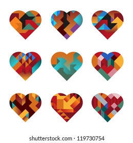 Contemporary Hearts of Interlocking Abstract Shapes