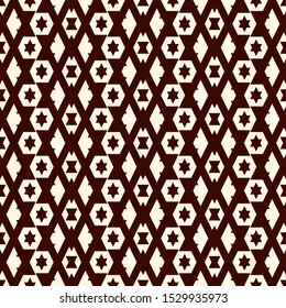 Contemporary honeycomb geometric ornament. Repeated stars, hexagons motif. Modern mosaic tiles background. Ethnic surface seamless pattern . Geo abstract digital paper, textile print. Vector art
