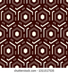 Contemporary honeycomb geometric pattern. Repeated hexagons ornament. Modern mosaic background. Seamless surface abstract design. Geo wallpaper. Digital paper, textile print. Vector art