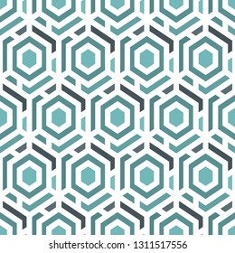 Contemporary honeycomb geometric pattern. Repeated hexagons ornament. Modern mosaic background. Seamless surface abstract design. Geo wallpaper. Digital paper, textile print. Vector art