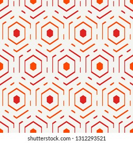 Contemporary honeycomb geometric pattern. Repeated hexagons ornament. Modern mosaic background. Seamless surface abstract design. Geo wallpaper. Digital paper, textile print. Vector art