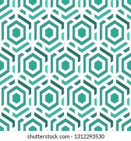 Contemporary honeycomb geometric pattern. Repeated hexagons ornament. Modern mosaic background. Seamless surface abstract design. Geo wallpaper. Digital paper, textile print. Vector art