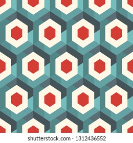 Contemporary honeycomb geometric pattern. Repeated hexagons ornament. Modern mosaic background. Seamless surface abstract design. Geo wallpaper. Digital paper, textile print. Vector art