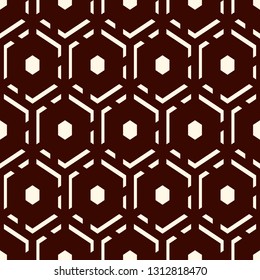 Contemporary honeycomb geometric pattern. Repeated hexagons ornament. Modern mosaic background. Seamless surface abstract design. Geo wallpaper. Digital paper, textile print. Vector art