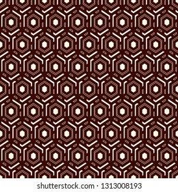 Contemporary honeycomb geometric pattern. Repeated hexagons ornament. Modern mosaic background. Seamless surface abstract design. Geo wallpaper. Digital paper, textile print. Vector art