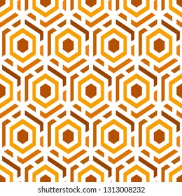 Contemporary honeycomb geometric pattern. Repeated hexagons ornament. Modern mosaic background. Seamless surface abstract design. Geo wallpaper. Digital paper, textile print. Vector art