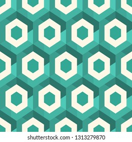 Contemporary honeycomb geometric pattern. Repeated hexagons ornament. Modern mosaic background. Seamless surface abstract design. Geo wallpaper. Digital paper, textile print. Vector art