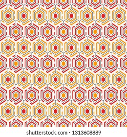 Contemporary honeycomb geometric pattern. Repeated hexagons ornament. Modern mosaic background. Seamless surface abstract design. Geo wallpaper. Digital paper, textile print. Vector art