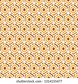 Contemporary honeycomb geometric pattern. Repeated hexagons ornament. Modern mosaic background. Seamless surface abstract design. Geo wallpaper. Digital paper, textile print. Vector art