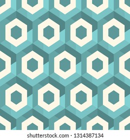 Contemporary honeycomb geometric pattern. Repeated hexagons ornament. Modern mosaic background. Seamless surface abstract design. Geo wallpaper. Digital paper, textile print. Vector art