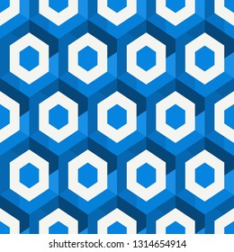 Contemporary honeycomb geometric pattern. Repeated hexagons ornament. Modern mosaic background. Seamless surface abstract design. Geo wallpaper. Digital paper, textile print. Vector art