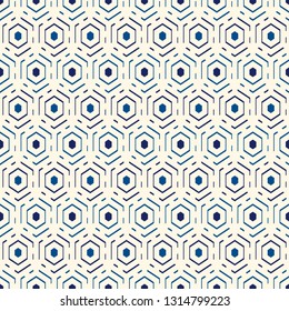 Contemporary honeycomb geometric pattern. Repeated hexagons ornament. Modern mosaic background. Seamless surface abstract design. Geo wallpaper. Digital paper, textile print. Vector art
