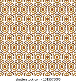 Contemporary honeycomb geometric pattern. Repeated hexagons ornament. Modern mosaic background. Seamless surface abstract design. Geo wallpaper. Digital paper, textile print. Vector art