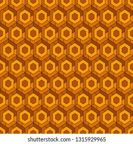 Contemporary honeycomb geometric pattern. Repeated hexagons ornament. Modern mosaic background. Seamless surface abstract design. Geo wallpaper. Digital paper, textile print. Vector art
