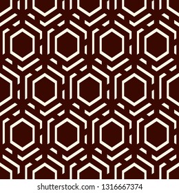 Contemporary honeycomb geometric pattern. Repeated hexagons ornament. Modern mosaic background. Seamless surface abstract design. Geo wallpaper. Digital paper, textile print. Vector art