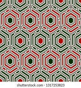 Contemporary honeycomb geometric pattern. Repeated hexagons ornament. Modern mosaic background. Seamless surface abstract design. Geo wallpaper. Digital paper, textile print. Vector art