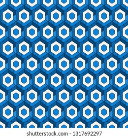 Contemporary honeycomb geometric pattern. Repeated hexagons ornament. Modern mosaic background. Seamless surface abstract design. Geo wallpaper. Digital paper, textile print. Vector art