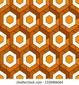 Contemporary honeycomb geometric pattern. Repeated hexagons ornament. Modern mosaic background. Seamless surface abstract design. Geo wallpaper. Digital paper, textile print. Vector art
