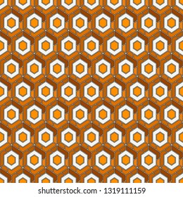 Contemporary honeycomb geometric pattern. Repeated hexagons ornament. Modern mosaic background. Seamless surface abstract design. Geo wallpaper. Digital paper, textile print. Vector art
