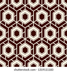 Contemporary honeycomb geometric pattern. Repeated hexagons ornament. Modern mosaic background. Seamless surface abstract design. Geo wallpaper. Digital paper, textile print. Vector art