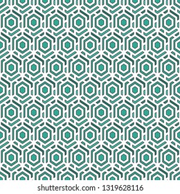 Contemporary honeycomb geometric pattern. Repeated hexagons ornament. Modern mosaic background. Seamless surface abstract design. Geo wallpaper. Digital paper, textile print. Vector art