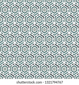 Contemporary honeycomb geometric pattern. Repeated hexagons ornament. Modern mosaic background. Seamless surface abstract design. Geo wallpaper. Digital paper, textile print. Vector art