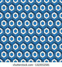 Contemporary honeycomb geometric pattern. Repeated hexagons ornament. Modern mosaic background. Seamless surface abstract design. Geo wallpaper. Digital paper, textile print. Vector art