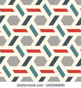 Contemporary honeycomb geometric pattern. Repeated hexagon ornament. Modern mosaic tiles background. Seamless surface abstract design. Geo wallpaper. Digital paper, textile print. Vector illustration