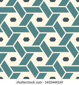Contemporary honeycomb geometric pattern. Repeated hexagon ornament. Modern mosaic tiles background. Seamless surface abstract design. Geo wallpaper. Digital paper, textile print. Vector illustration