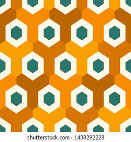 Contemporary honeycomb geometric pattern. Repeated hexagon ornament. Modern mosaic tiles background. Seamless surface abstract design. Geo wallpaper. Digital paper, textile print. Vector illustration