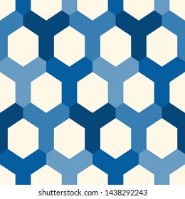 Contemporary honeycomb geometric pattern. Repeated hexagon ornament. Modern mosaic tiles background. Seamless surface abstract design. Geo wallpaper. Digital paper, textile print. Vector illustration