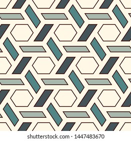 Contemporary honeycomb geometric pattern. Repeated hexagon ornament. Modern mosaic tiles background. Seamless surface abstract design. Geo wallpaper. Digital paper, textile print. Vector illustration