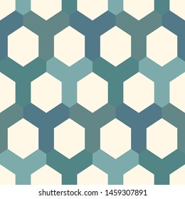Contemporary honeycomb geometric pattern. Repeated hexagon ornament. Modern mosaic tiles background. Seamless surface abstract design. Geo wallpaper. Digital paper, textile print. Vector illustration