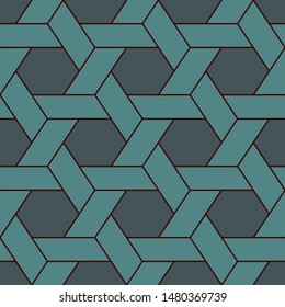 Contemporary honeycomb geometric pattern. Repeated hexagon ornament. Modern mosaic tiles background. Seamless surface abstract design. Geo wallpaper. Digital paper, textile print. Vector illustration