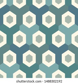 Contemporary honeycomb geometric pattern. Repeated hexagon ornament. Modern mosaic tiles background. Seamless surface abstract design. Geo wallpaper. Digital paper, textile print. Vector illustration