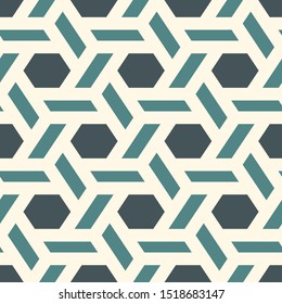 Contemporary honeycomb geometric pattern. Repeated hexagon ornament. Modern mosaic tiles background. Seamless surface abstract design. Geo wallpaper. Digital paper, textile print. Vector illustration