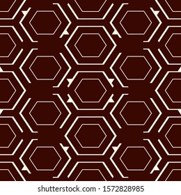 Contemporary honeycomb geometric pattern. Repeated hexagon ornament. Modern mosaic tiles background. Seamless surface abstract design. Geo wallpaper. Digital paper, textile print. Vector illustration