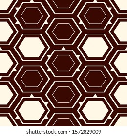 Contemporary honeycomb geometric pattern. Repeated hexagon ornament. Modern mosaic tiles background. Seamless surface abstract design. Geo wallpaper. Digital paper, textile print. Vector illustration