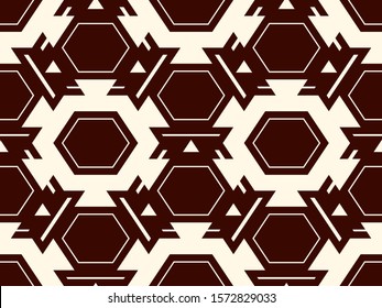 Contemporary honeycomb geometric pattern. Repeated hexagon ornament. Modern mosaic tiles background. Seamless surface abstract design. Geo wallpaper. Digital paper, textile print. Vector illustration