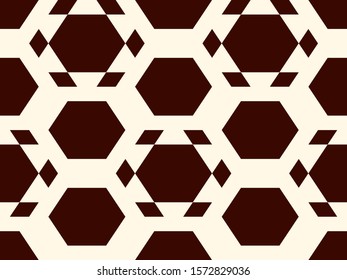Contemporary honeycomb geometric pattern. Repeated hexagon ornament. Modern mosaic tiles background. Seamless surface abstract design. Geo wallpaper. Digital paper, textile print. Vector illustration