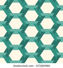 Contemporary honeycomb geometric pattern. Repeated hexagon ornament. Modern mosaic tiles background. Seamless surface abstract design. Geo wallpaper. Digital paper, textile print. Vector illustration
