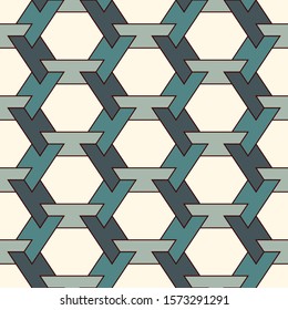 Contemporary honeycomb geometric pattern. Repeated hexagon ornament. Modern mosaic tiles background. Seamless surface abstract design. Geo wallpaper. Digital paper, textile print. Vector illustration