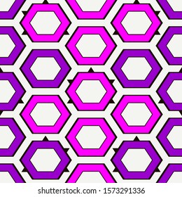 Contemporary honeycomb geometric pattern. Repeated hexagon ornament. Modern mosaic tiles background. Seamless surface abstract design. Geo wallpaper. Digital paper, textile print. Vector illustration