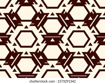 Contemporary honeycomb geometric pattern. Repeated hexagon ornament. Modern mosaic tiles background. Seamless surface abstract design. Geo wallpaper. Digital paper, textile print. Vector illustration