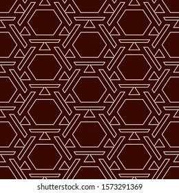 Contemporary honeycomb geometric pattern. Repeated hexagon ornament. Modern mosaic tiles background. Seamless surface abstract design. Geo wallpaper. Digital paper, textile print. Vector illustration