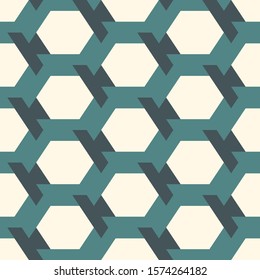 Contemporary honeycomb geometric pattern. Repeated hexagon ornament. Modern mosaic tiles background. Seamless surface abstract design. Geo wallpaper. Digital paper, textile print. Vector illustration