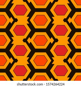 Contemporary honeycomb geometric pattern. Repeated hexagon ornament. Modern mosaic tiles background. Seamless surface abstract design. Geo wallpaper. Digital paper, textile print. Vector illustration