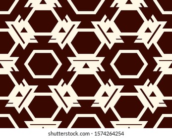 Contemporary honeycomb geometric pattern. Repeated hexagon ornament. Modern mosaic tiles background. Seamless surface abstract design. Geo wallpaper. Digital paper, textile print. Vector illustration