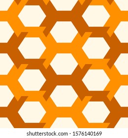 Contemporary honeycomb geometric pattern. Repeated hexagon ornament. Modern mosaic tiles background. Seamless surface abstract design. Geo wallpaper. Digital paper, textile print. Vector illustration