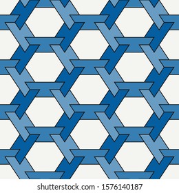 Contemporary honeycomb geometric pattern. Repeated hexagon ornament. Modern mosaic tiles background. Seamless surface abstract design. Geo wallpaper. Digital paper, textile print. Vector illustration